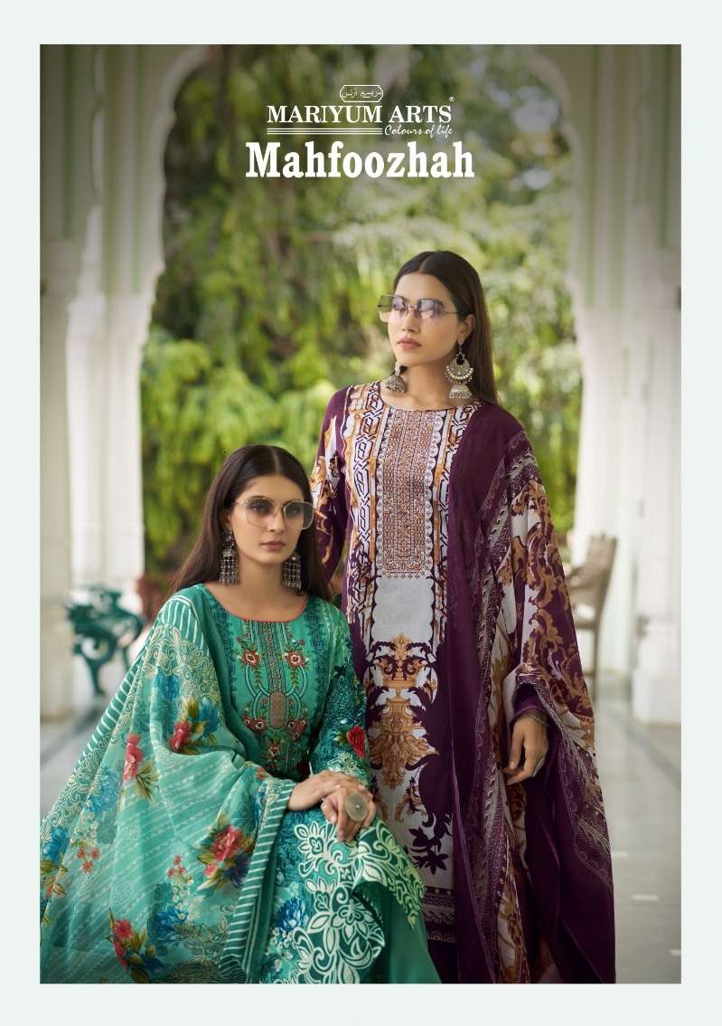 MARIYUM ARTS MAHFOOZHAH BY AQSAWHOLESALE 96001 TO 96006 SERIES CAMBRIC COTTON DRESSES