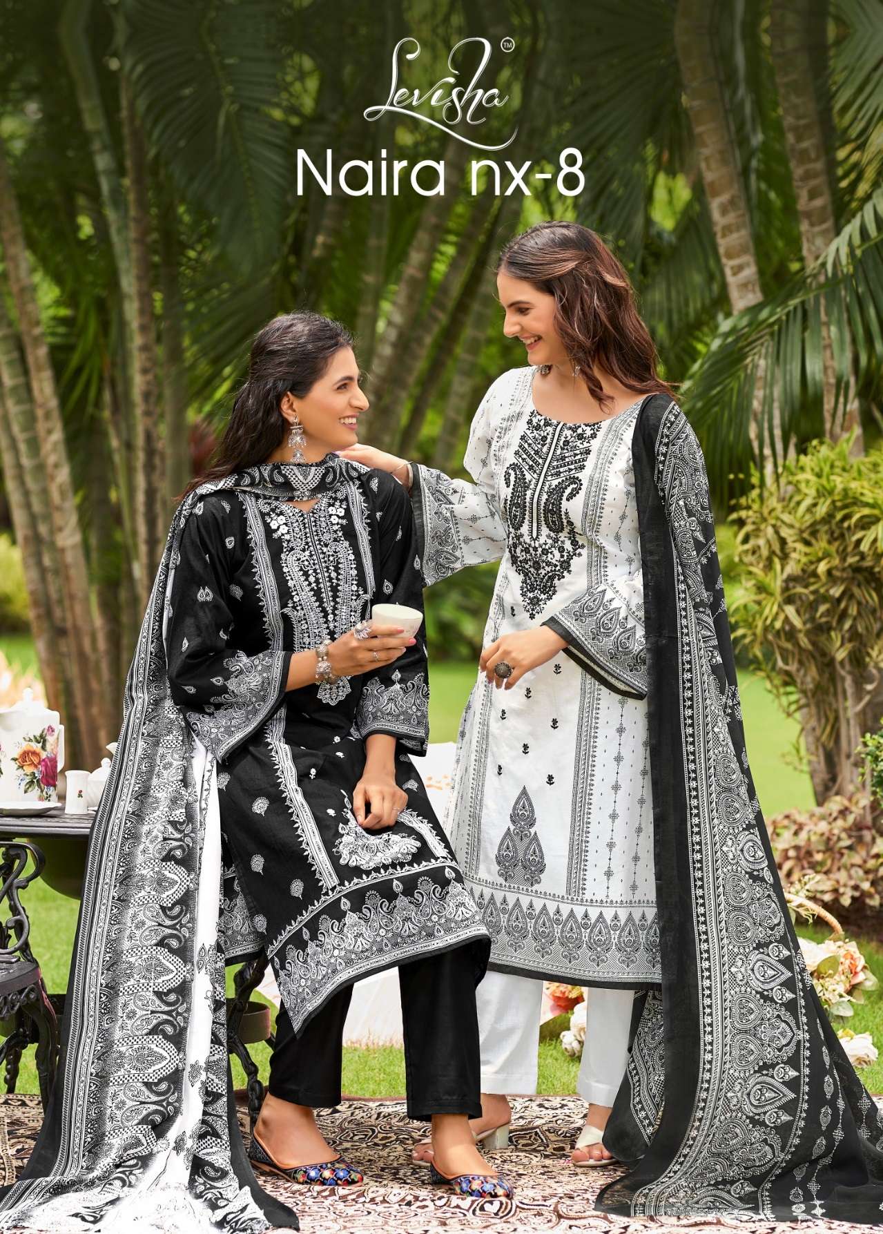 NAIRA NX VOL-8 BY LEVISHA 8013 TO 8020 SERIES CAMBRIC COTTON WORK PAKISTANI DRESSES