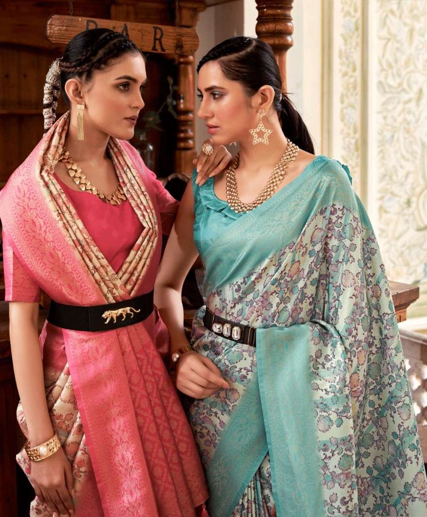 SACHITA BY AQSAWHOLESALE GT-17 TO GT-22 SERIES NYLON PRINT SILK WORK SAREES