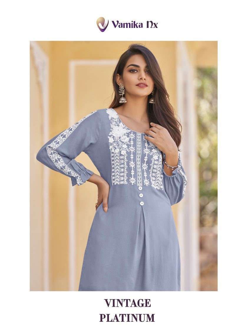 VINTAGE PLATINUM BY VAMIKA NX 902-A TO 902-E SERIES HEAVY RAYON WORK CO-ORD SET