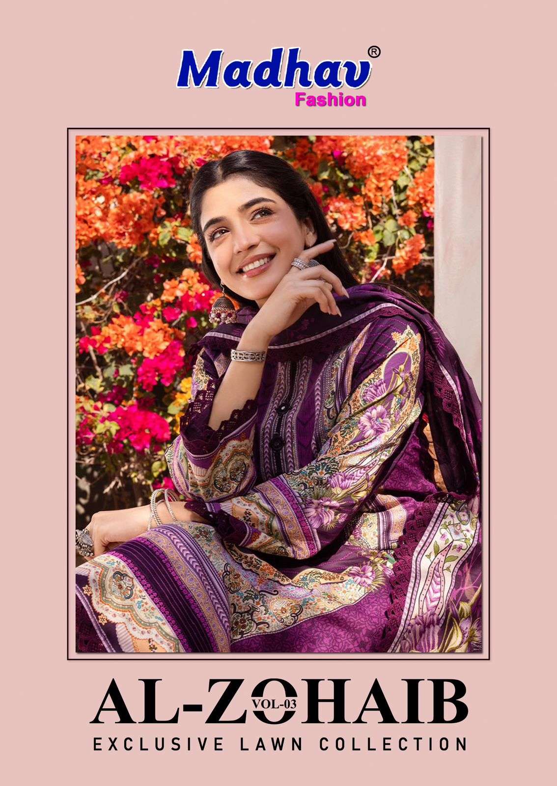 AL-ZOHAIB VOL-3 BY MADHAV FASHION 3001 TO 3006 SERIES LAWN COTTON PRINT PAKISTANI DRESSES