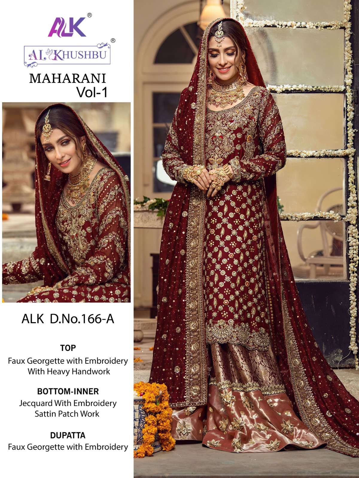 ALK-166 A HIT DESIGN BY AL KHUSHBU FAUX GEORGETTE HEAVY WORK PAKISTANI DRESS