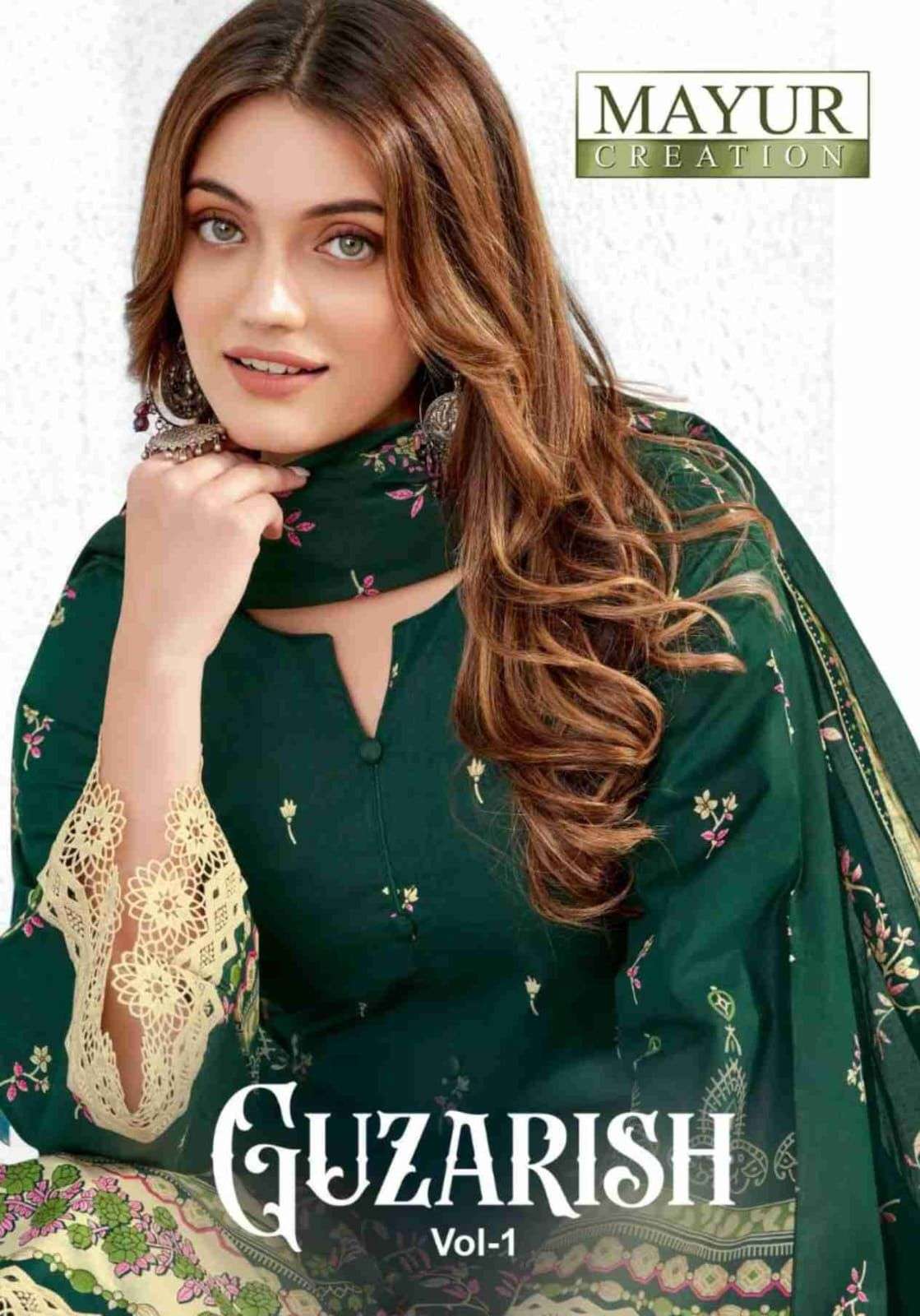 GUZARISH VOL-1 BY MAYUR CREATION 1001 TO 1008 SERIES COTTON PRINT PAKISTANI DRESSES