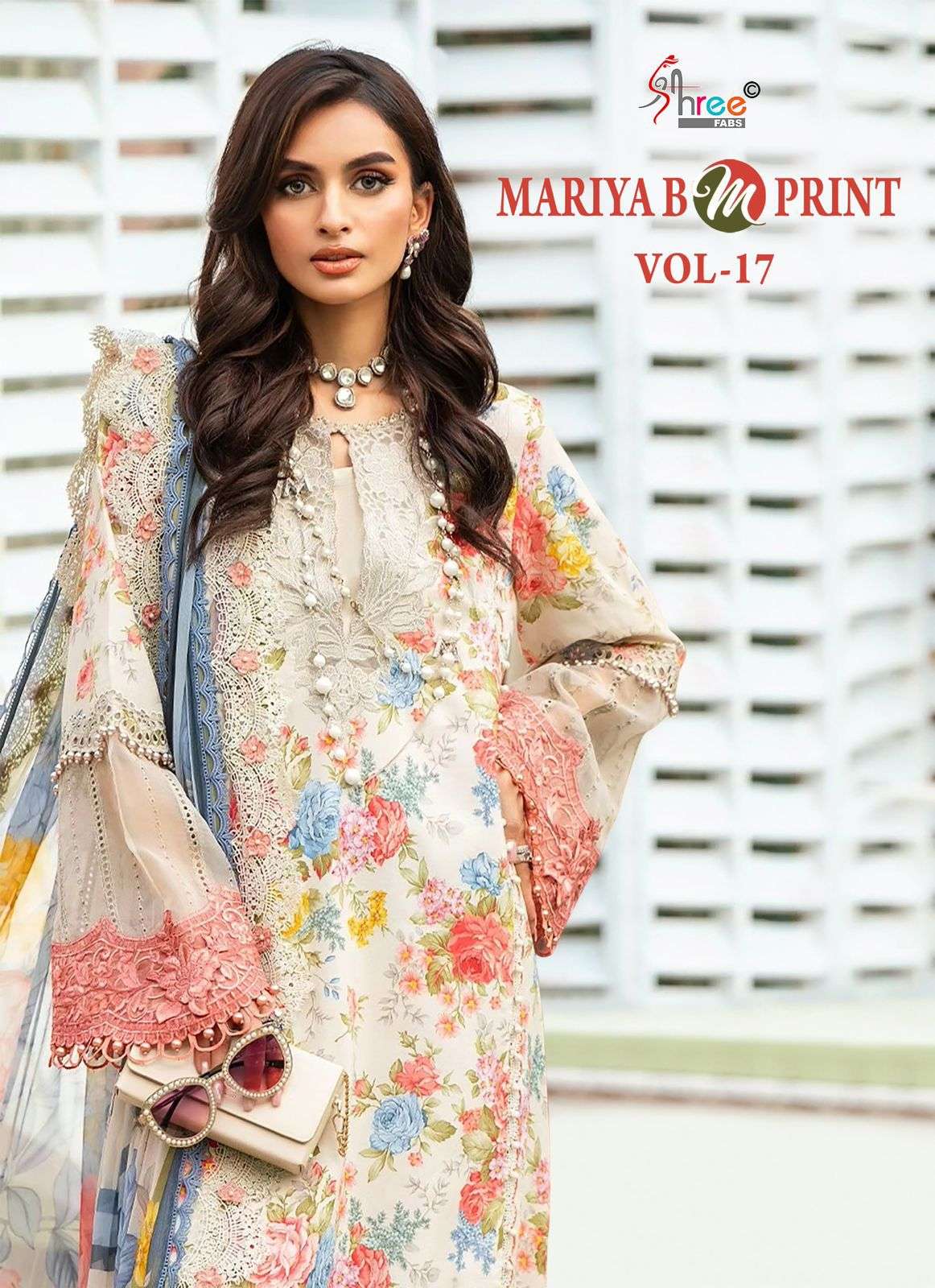 MARIYA B M PRINT VOL-17 BY SHREE FABS 3648 TO 3653 SERIES COTTON PRINT WORK PAKISTANI DRESSES