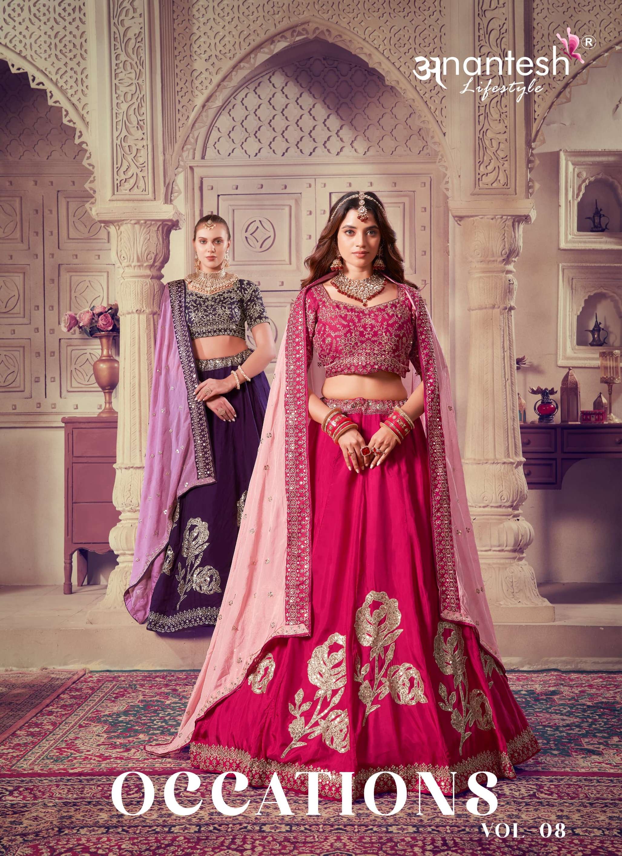OCCATIONS VOL-8 BY ANANTESH LIFESTYLE 5028 & 5029 SERIES VISCOSE SILK WORK READYMADE LEHENGAS