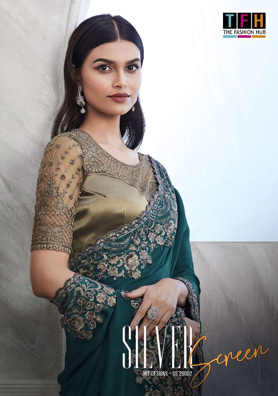 SILVER SCREEN VOL-19 BY TFH 29002-A TO 29002-F SERIES WALNUT SILK SEQUENCE WORK SAREES