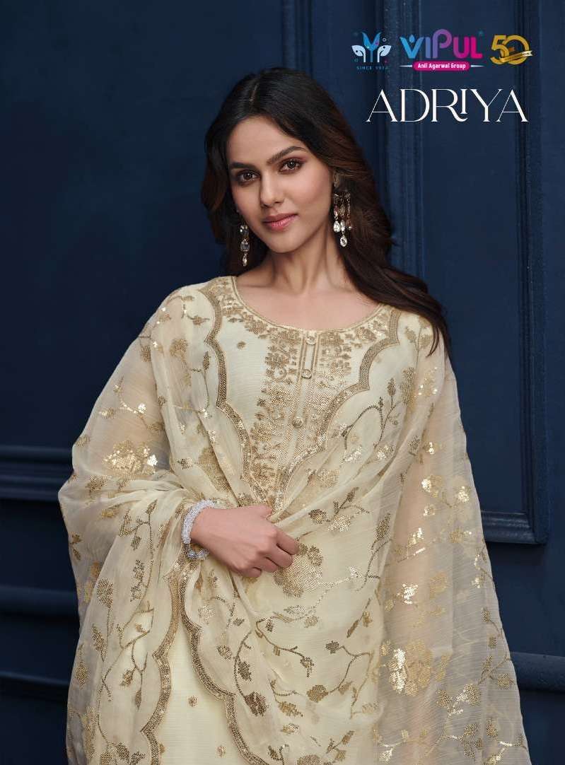 ADRIYA BY VIPUL 6012 TO 6017 SERIES ORGANZA CHIFFON EMBROIDERY WORK DRESSES