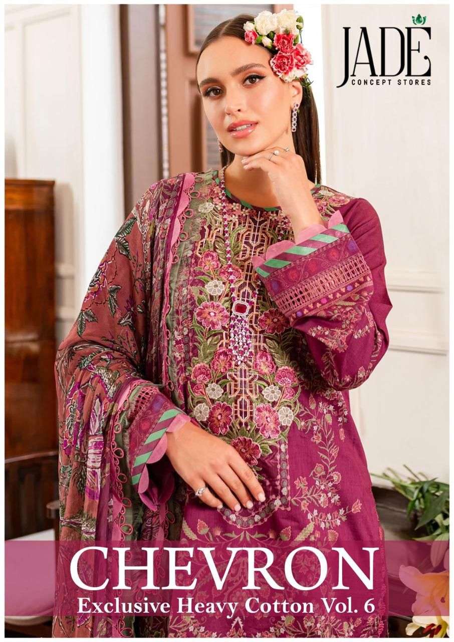 CHEVRON VOL-6 BY JADE 51 TO 56 SERIES PURE LAWN COTTON PRINT PAKISTANI DRESSES