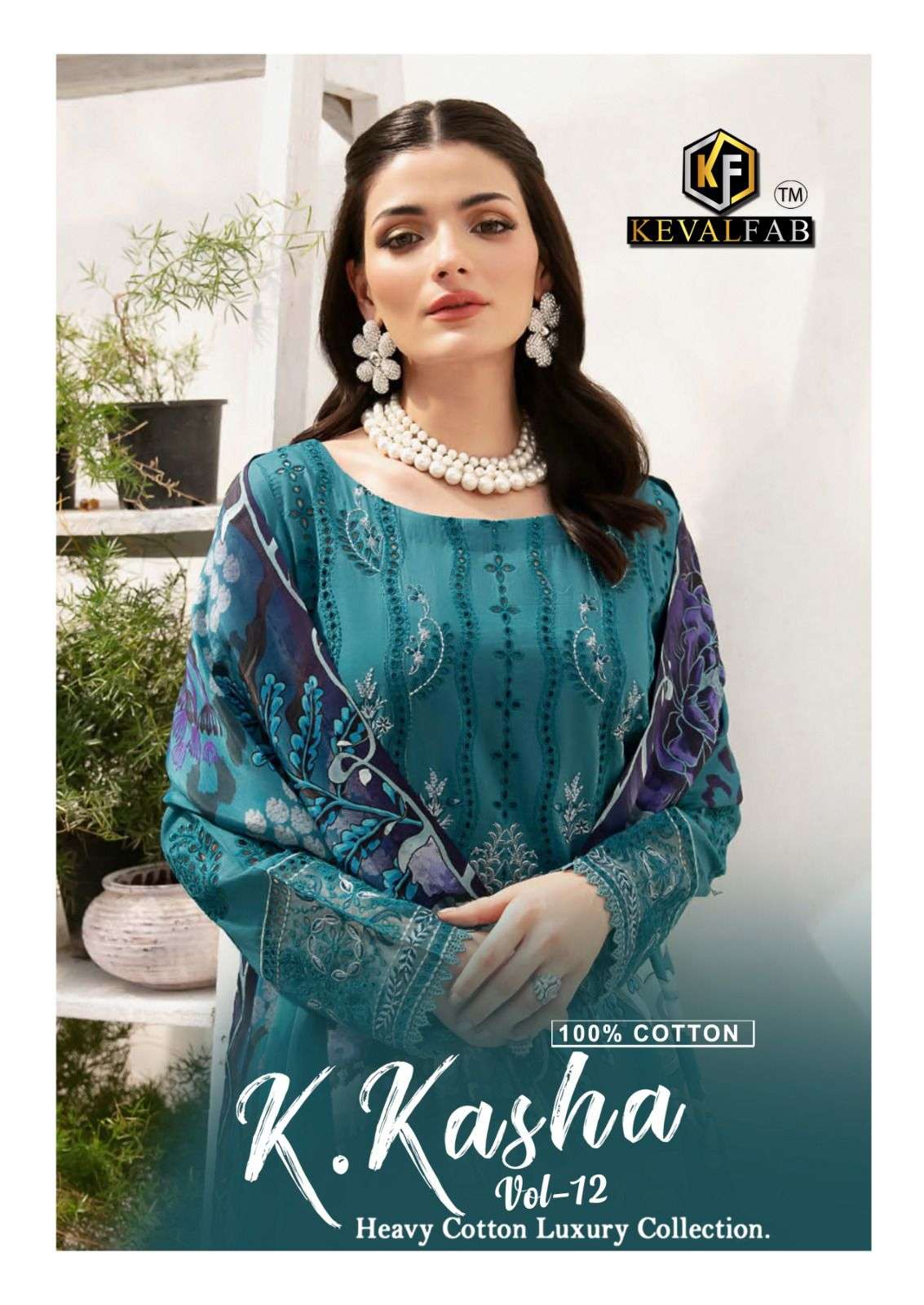 K,KASHA VOL-12 BY KEVAL FAB 12001 TO 12006 SERIES COTTON PRINT PAKISTANI DRESSES