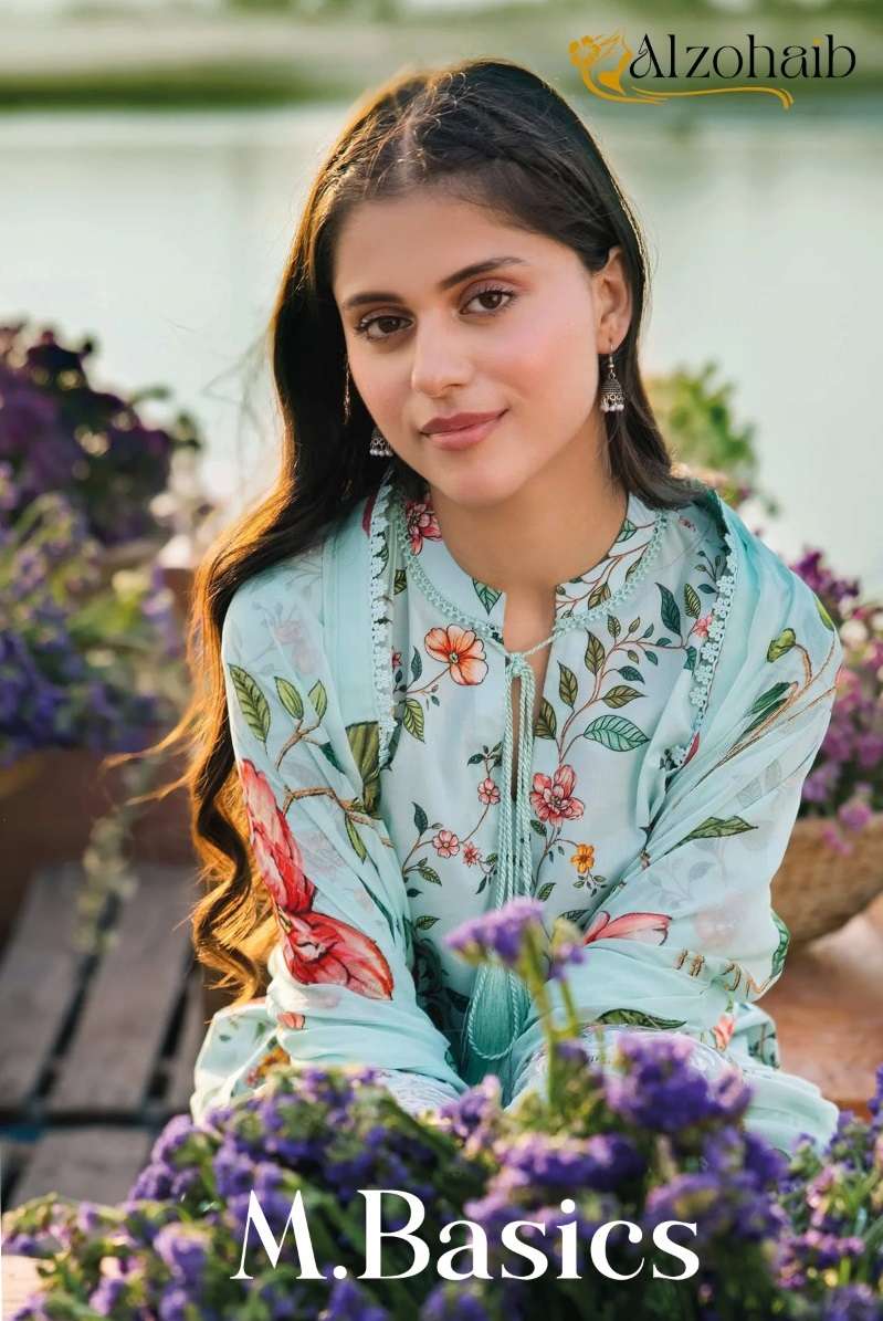 M.BASICS BY ALZOHAIB 1052 & 1053 SERIES COTTON PRINT WORK PAKISTANI DRESSES