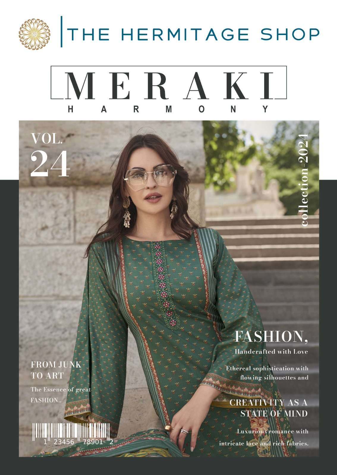 MERAKI BY THE HERMITAGE SHOP 9000 TO 9005 SERIES KARACHI LAWN PRINT WORK DRESSES