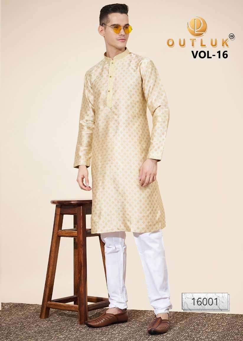 OUTLUK VOL-16 BY OUTLUK 16001 TO 16007 SERIES HEAVU JACQUARD WORK MENS KURTA PAJAMAS