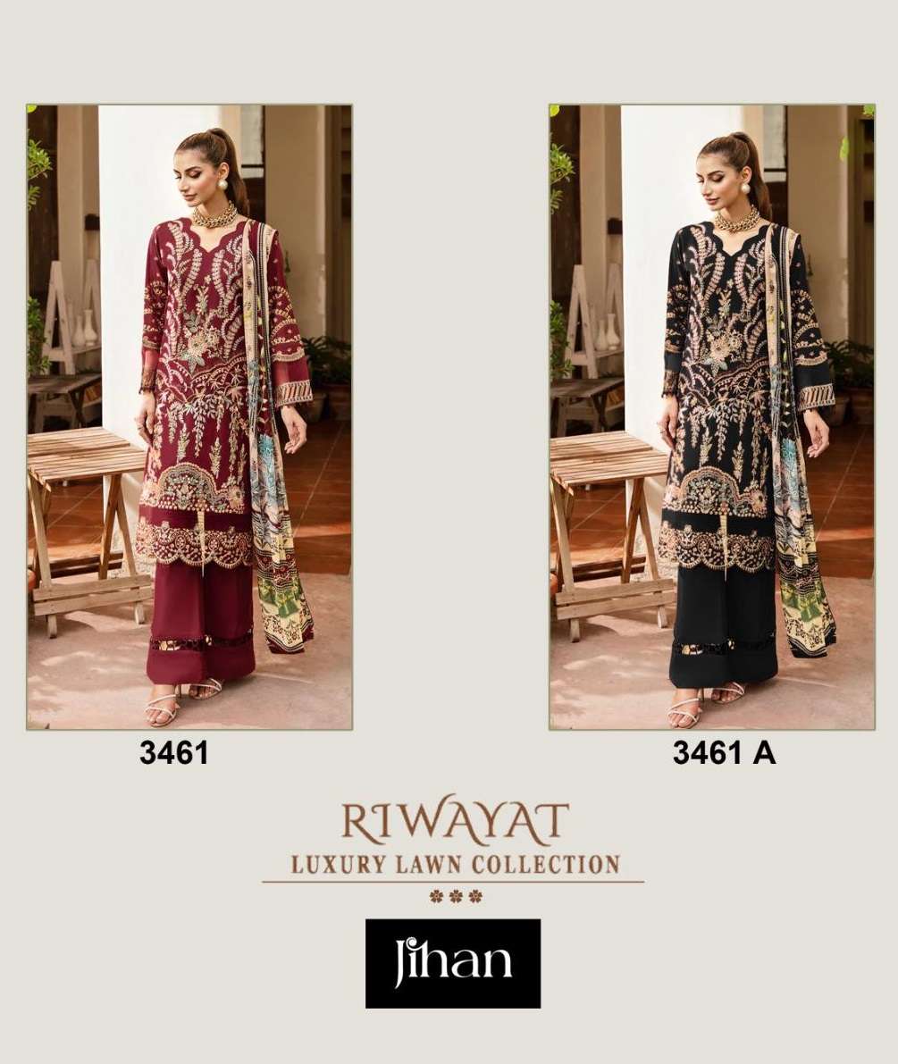 RIWAYAT 3461 NX BY JIHAN RAYON HEAVY EMBROIDERY WORK PAKISTANI DRESSES