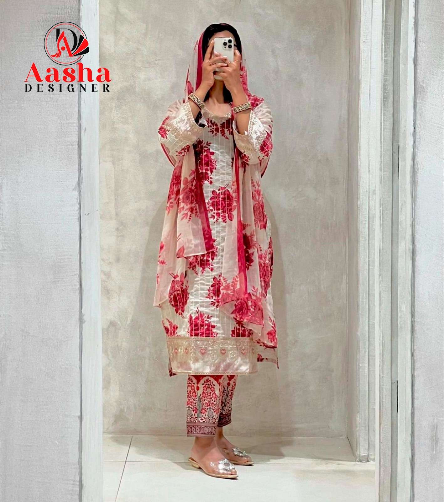 AASHA 1061 HIT DESIGN BY AASHA DESIGNER COTTON EMBROIDERY WORK PAKISTANI DRESS