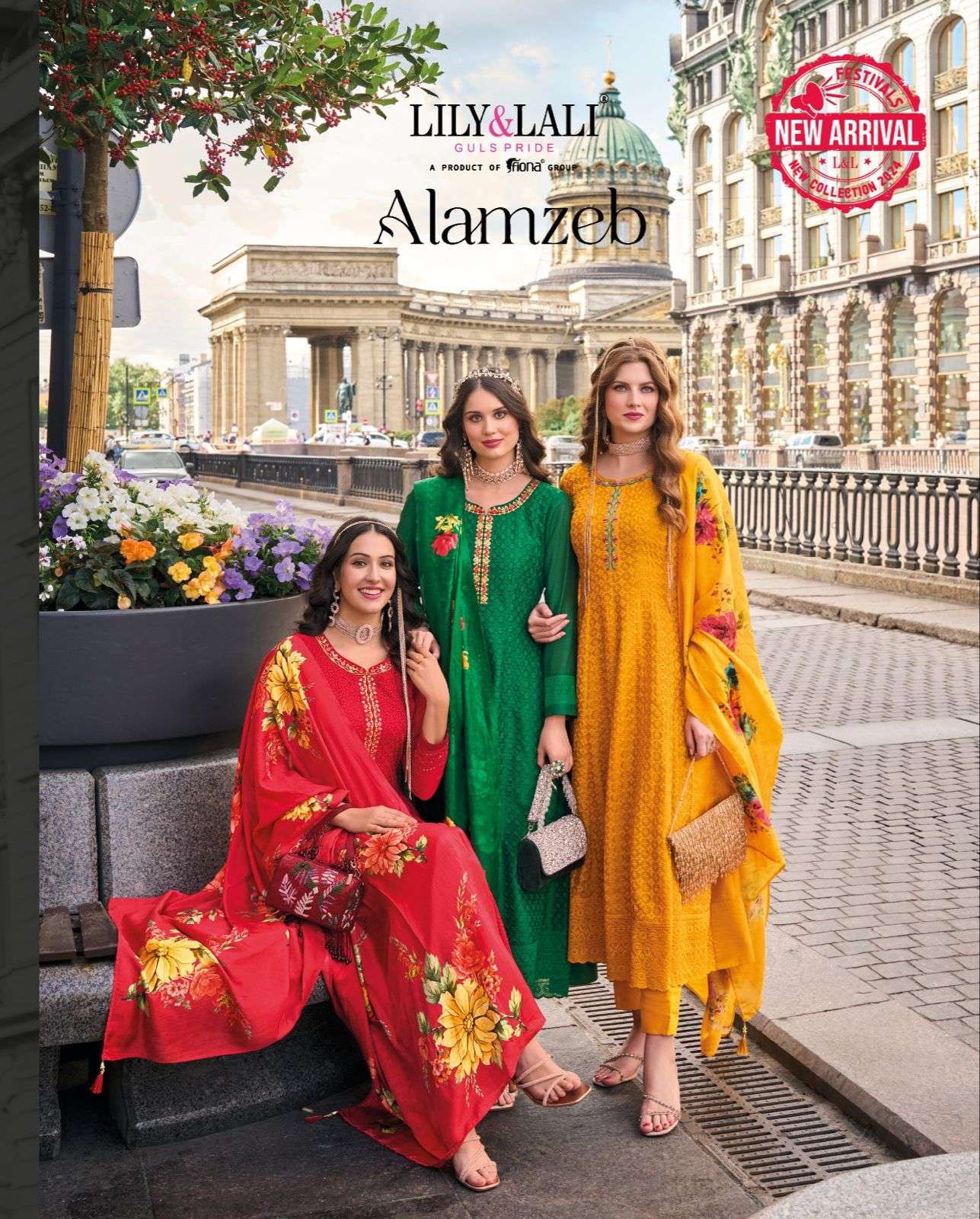 ALAMZEB BY LILY&LALI 21201 TO 21206 SERIES VICHITRA SILK PRINT WORK READYMADE DRESSES