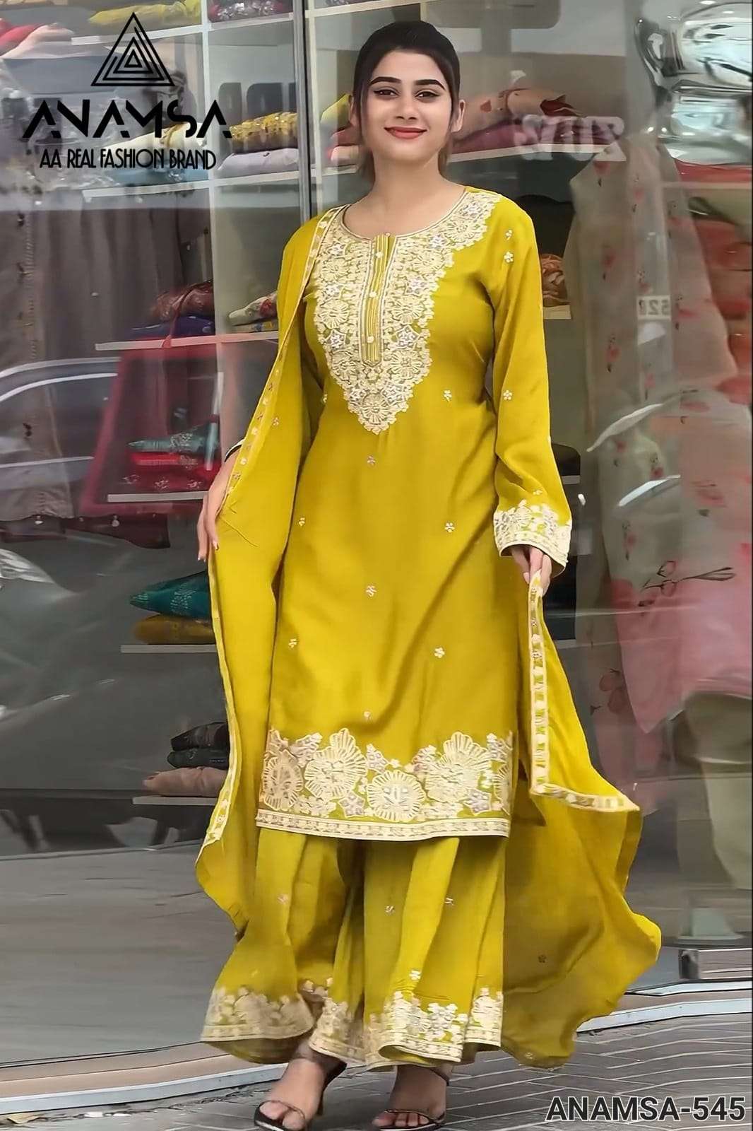 ANAMSA 545 HIT DESIGN BY ANAMSA FAUX GEORGETTE HEAVY WORK PAKISTANI DRESS