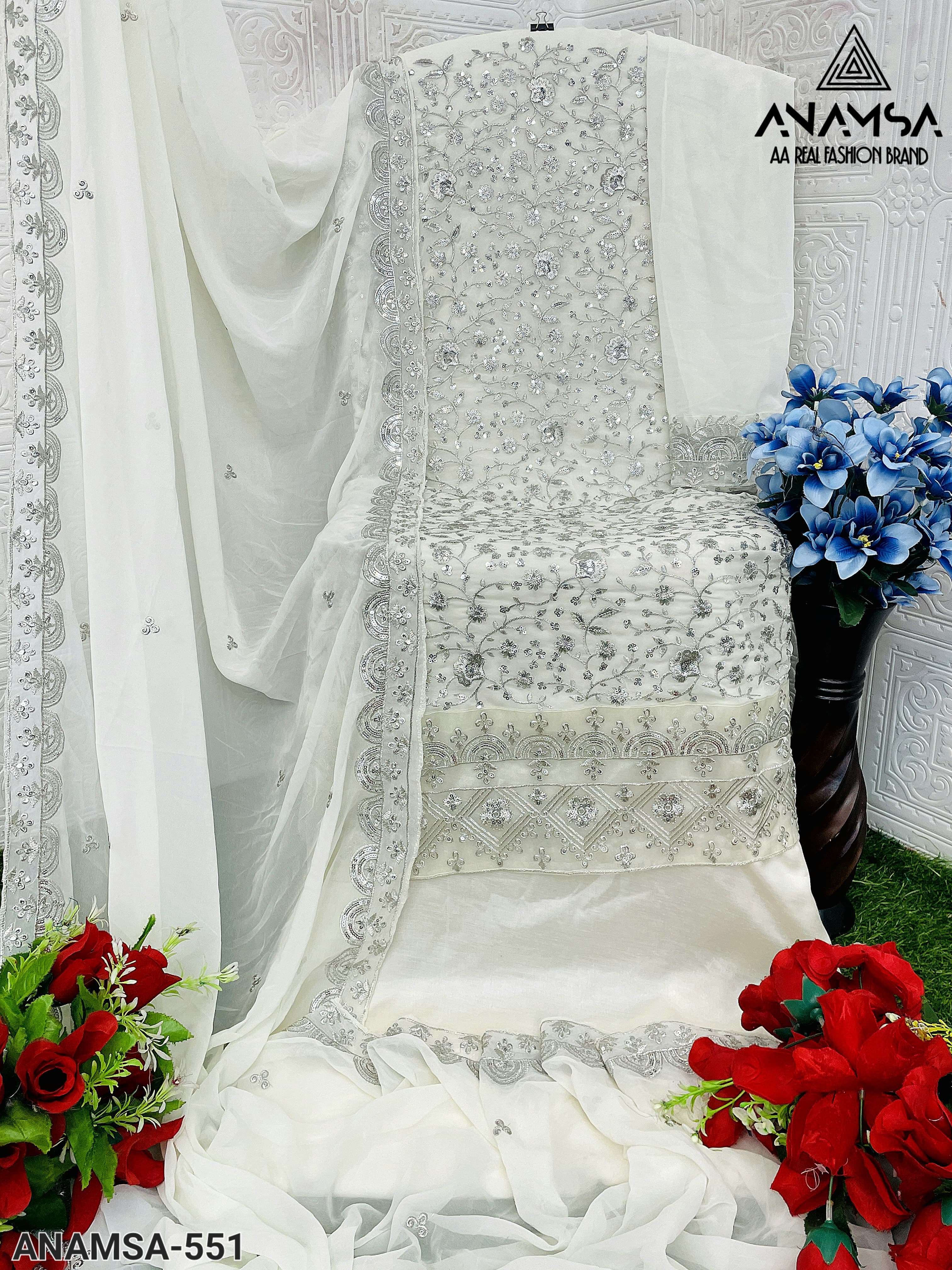 ANAMSA 551 HIT DESIGN BY ANAMSA FAUX GEORGETTE HEAVY WORK PAKISTANI DRESS