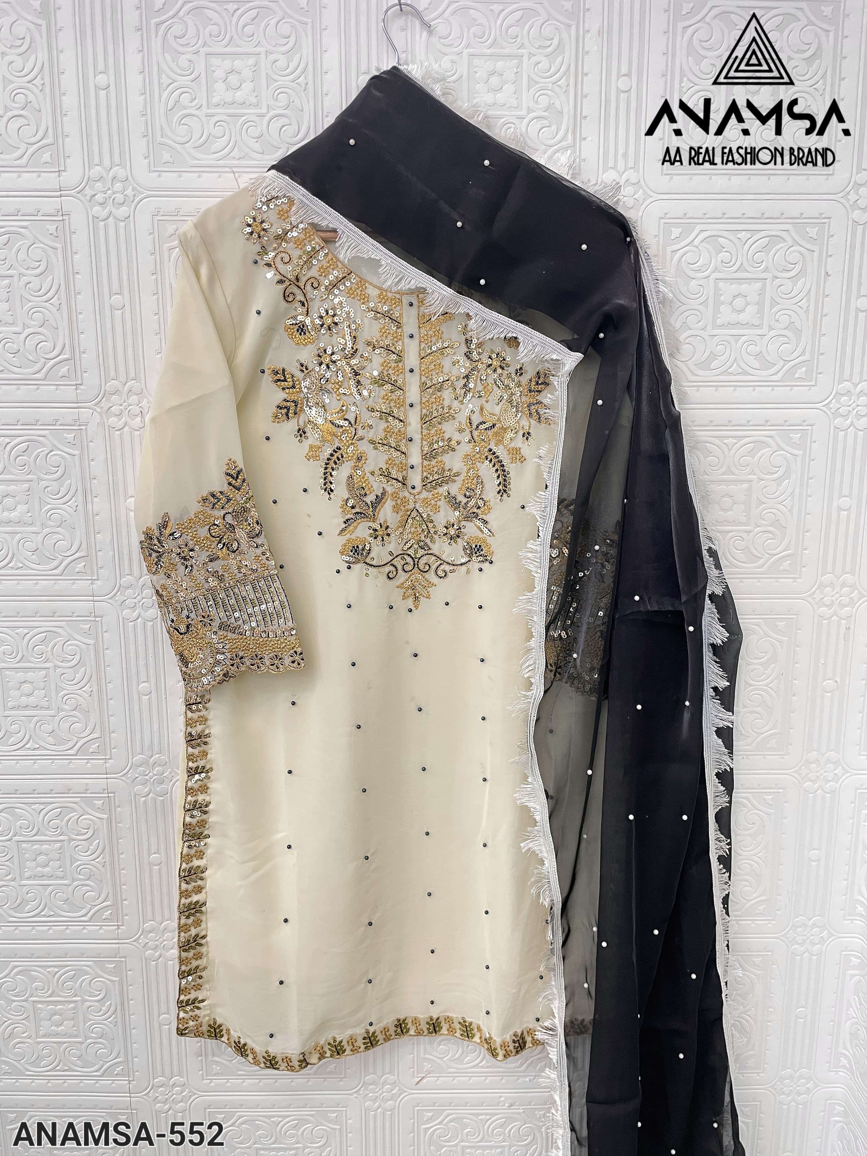 ANAMSA 552 HIT DESIGN BY ANAMSA FAUX GEORGETTE HEAVY WORK PAKISTANI DRESS