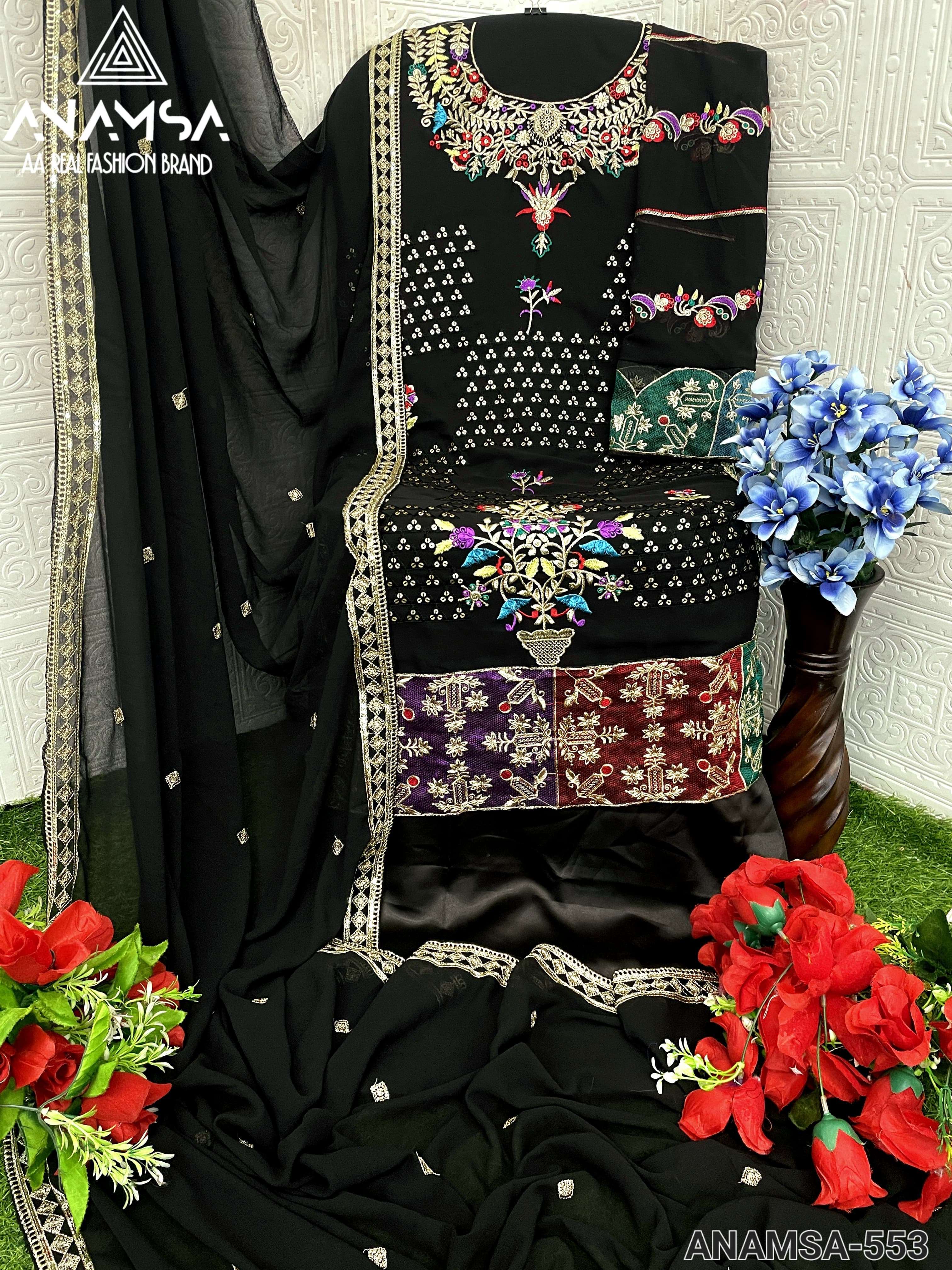 ANAMSA 553 HIT DESIGN BY ANAMSA FAUX GEORGETTE HEAVY WORK PAKISTANI DRESS