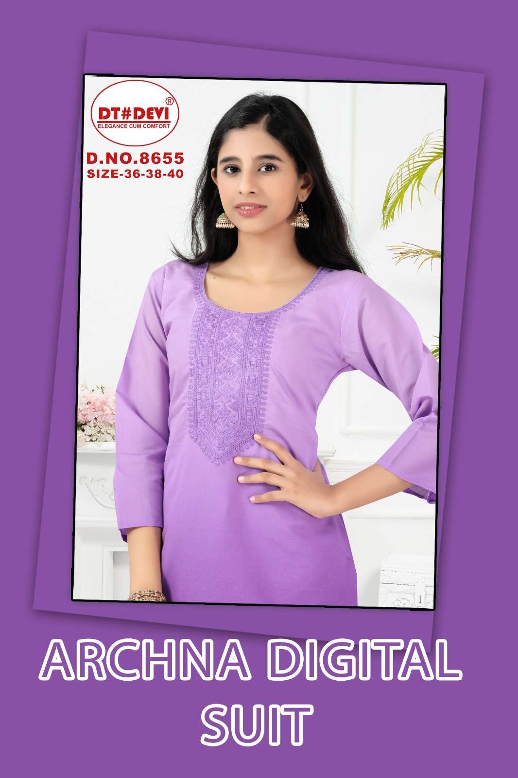 DEVI ARSHNA 8655-A TO 8655-D SERIES FANCY PRINT WORK READYMADE DRESSES