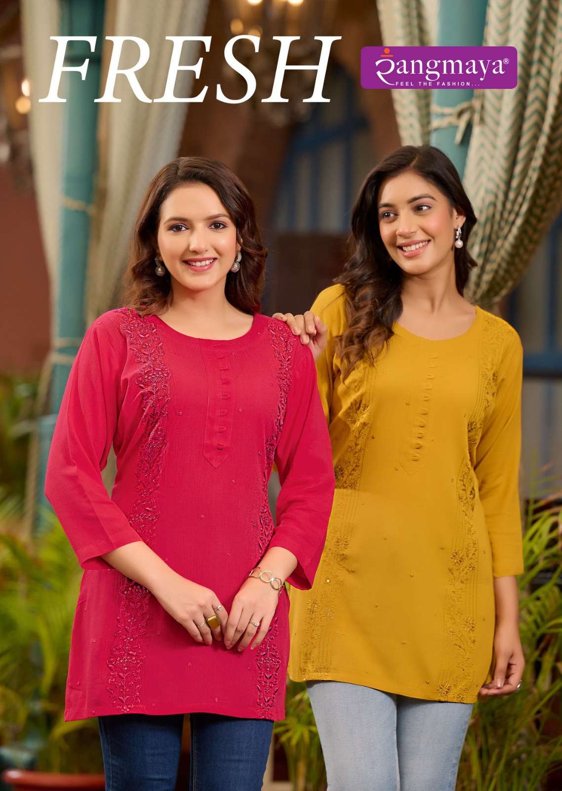 FRESH BY RANGMAYA 101 TO 108 SERIES RAYON WRINKLE WORK TUNICS