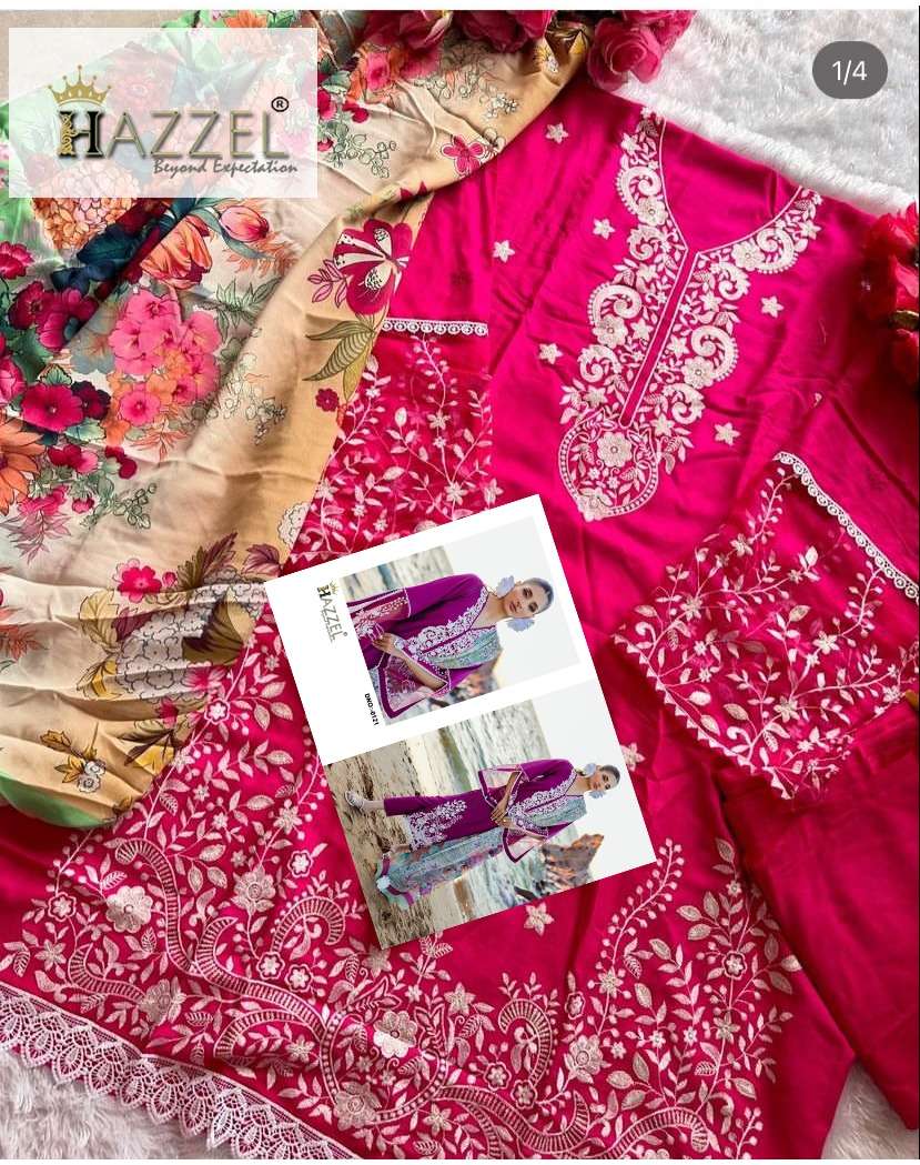 H-0121 HIT DESIGN BY HAZZEL RAYON COTTON EMBROIDERY WORK PAKISTANI DRESS