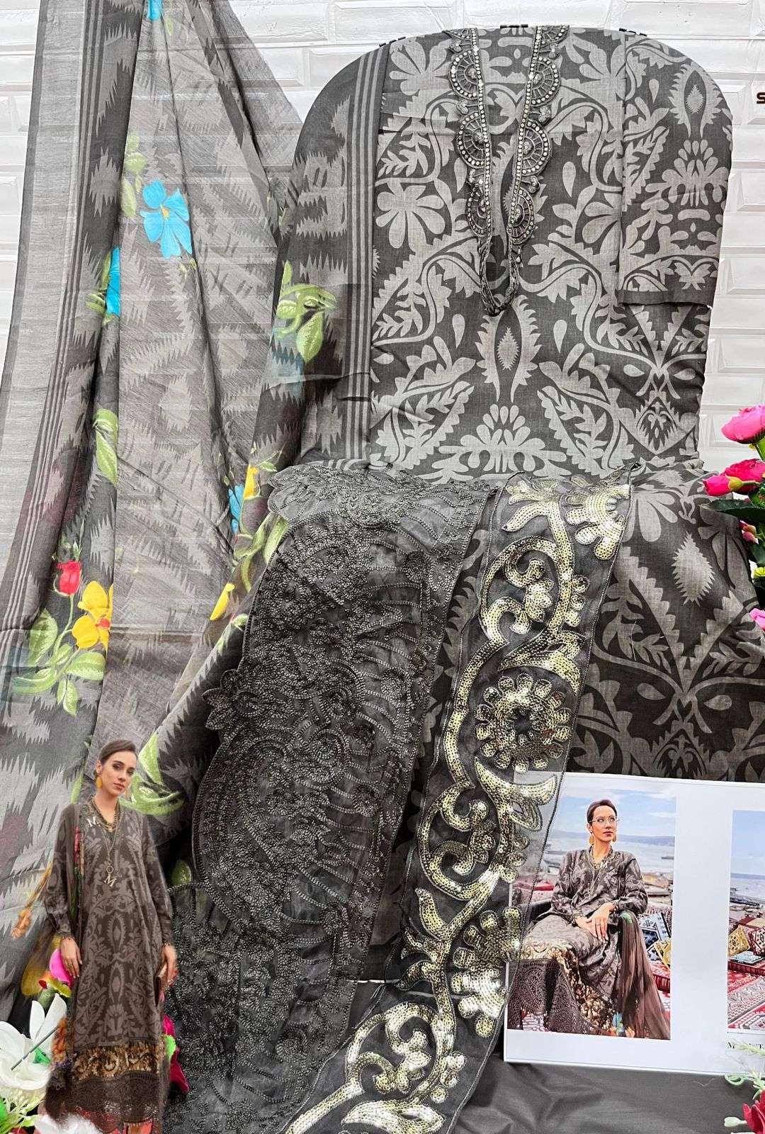 H-0124 HIT DESIGN BY HAZZEL PURE COTTON PRINT WORK PAKISTANI DRESS