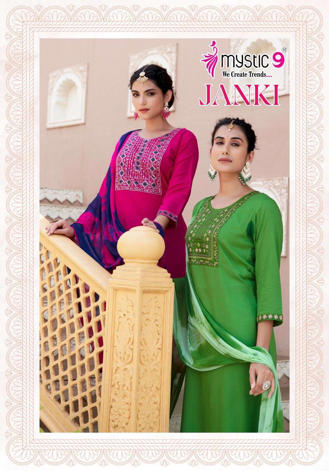 JANKI BY MYSTIC9 1001 TO 1008 SERIES RAYON EMBROIDERY WORK READYMADE DRESSES