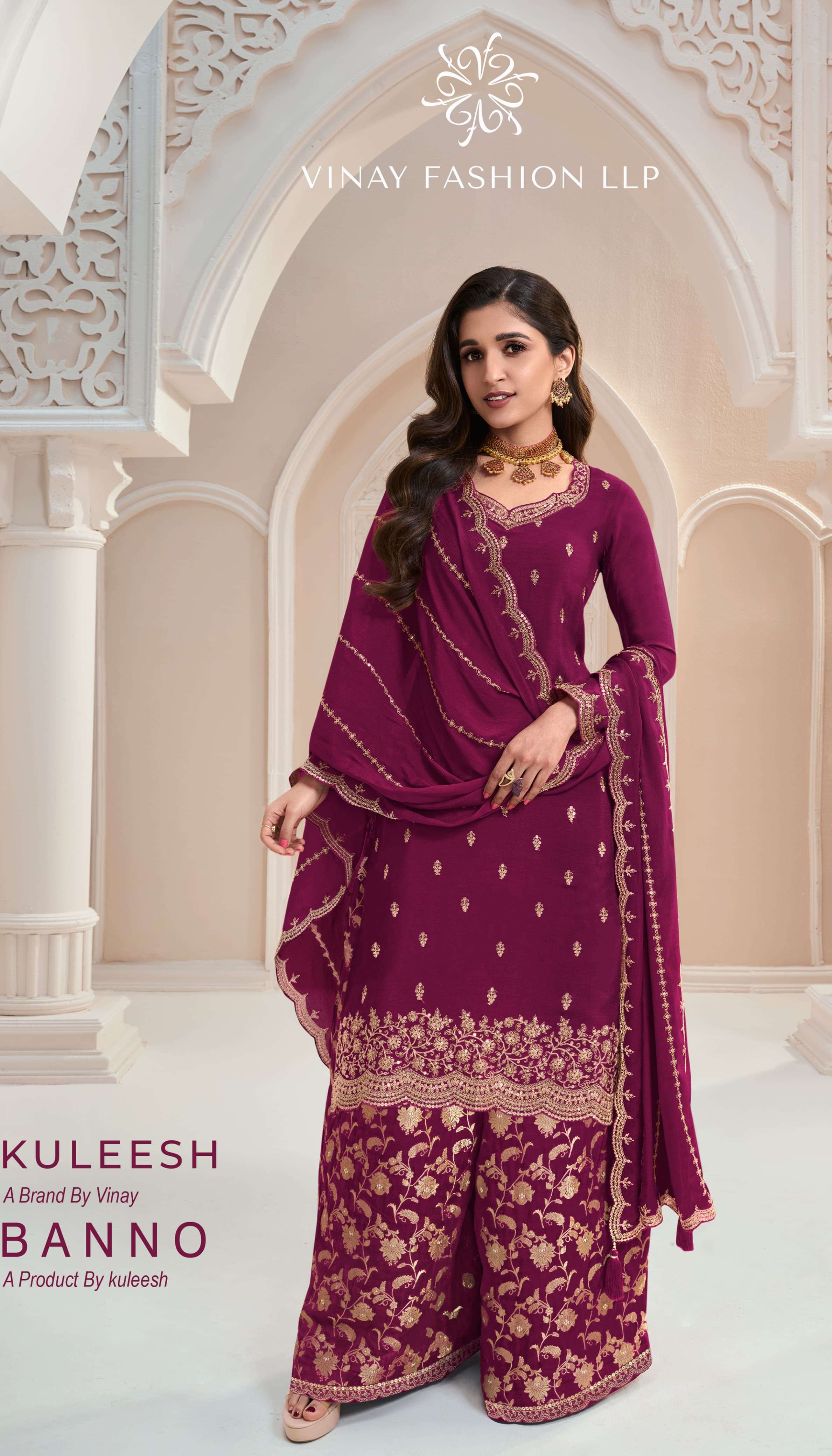 KULEESH BANNO BY VINAY FASHION 69721 TO 69726 SERIES CHINON HEAVY WORK DRESSES