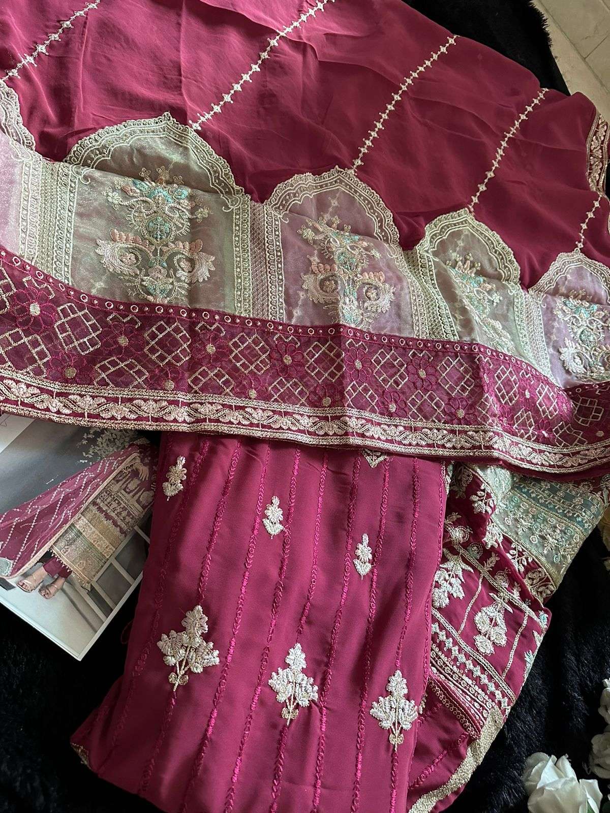 M-4001 COLOURS BY AQSAWHOLESALE FAUX GEORGETTE EMBROIDERY WORK PAKISTANI DRESSES