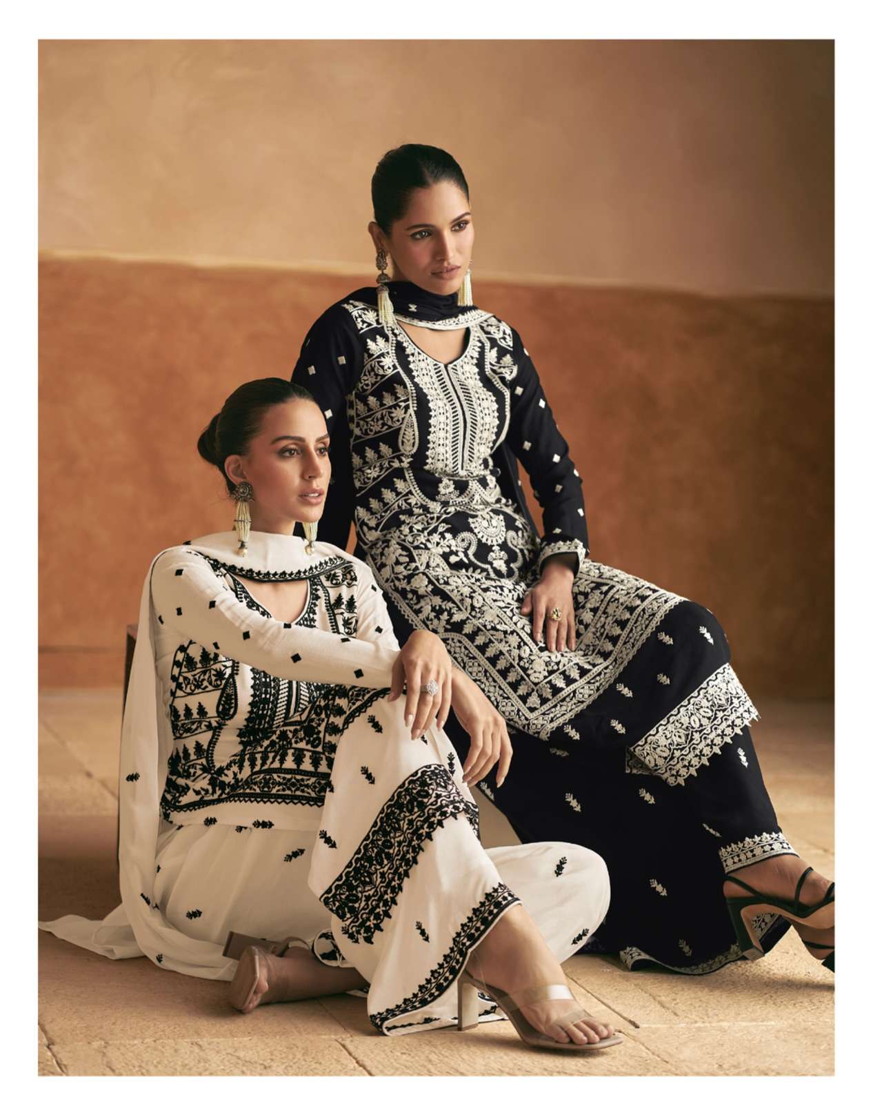 MERAKI BY AASHIRWAD CREATION 10055 & 10056 SERIES CHINON SILK WORK READYMADE DRESSES