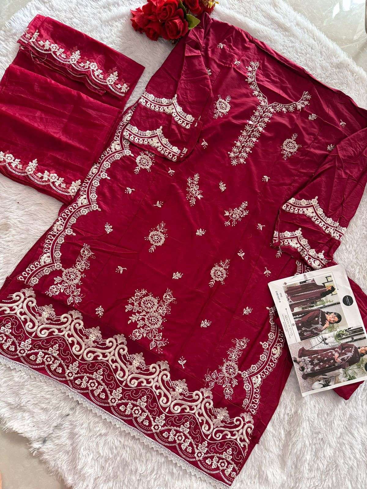 MT-1427 NX BY MEHBOOB TEX 1427-B TO 1427-D SERIES RAYON COTTON WORK PAKISTANI DRESSES