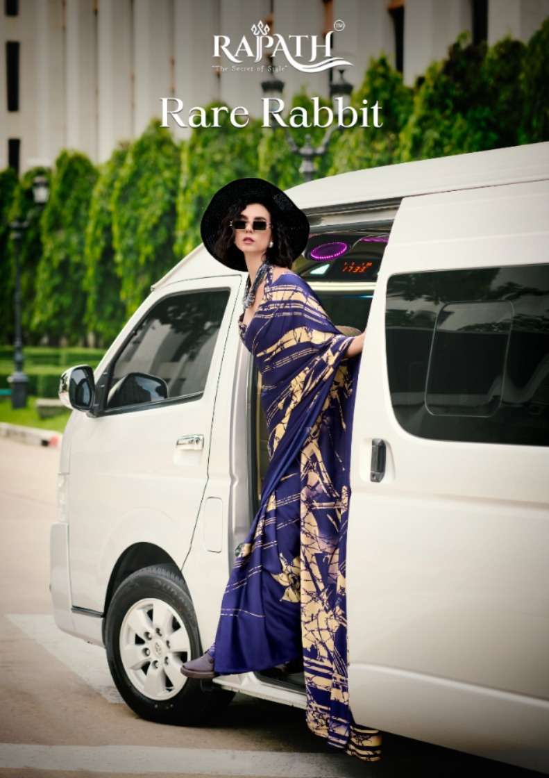 RARE RABBIT BY RAJPATH 70001 TO 70018 SERIES JAPAN SATIN PRINT CASUAL SAREES