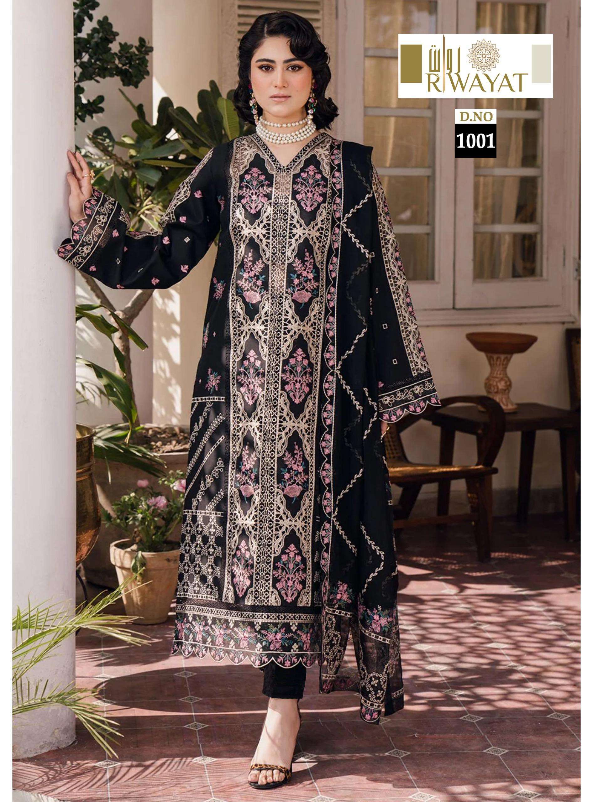 RIWAYAT 1001 HIT DESIGN BY AQSAWHOLESALE ORGANZA EMBROIDERY WORK PAKISTANI DRESS