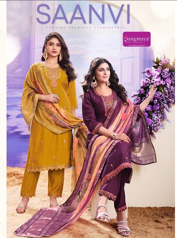 SAANVI BY RANGMAYA 201 TO 208 SERIES ROMAN SILK WORK READYMADE DRESSES