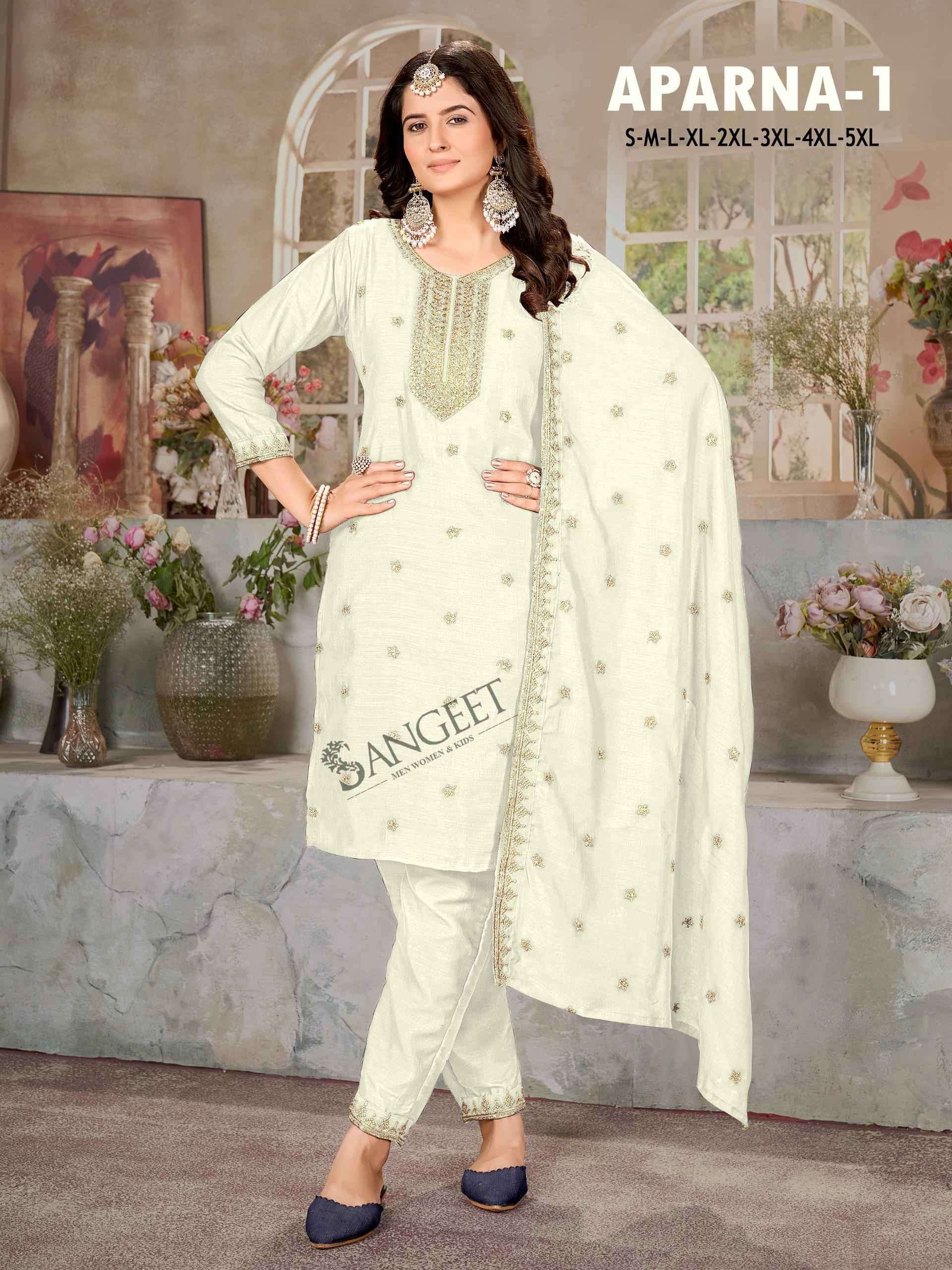 SANGEET APARNA BY AQSAWHOLESALE 1001 TO 1006 SERIES SILK WORK READYMADE DRESSES