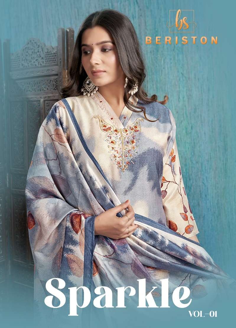 SPARKLE BY BERISTON 101 TO 104 SERIES VISCOSE SILK PRINT WORK READYMADE DRESSES
