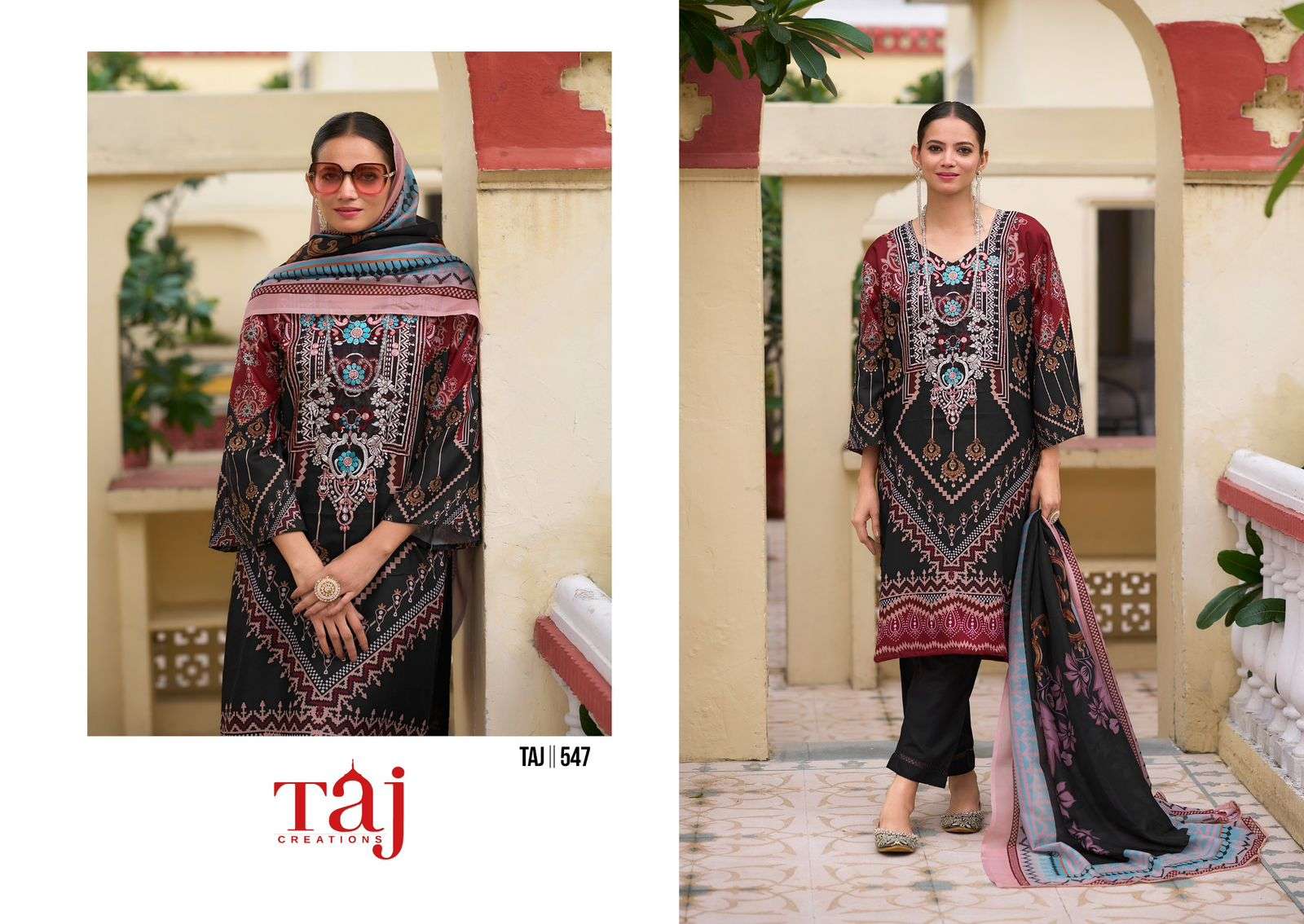 TAJ 547 HIT DESIGN BY TAJ CREATION PURE COTTON PRINT WORK PAKISTANI DRESS