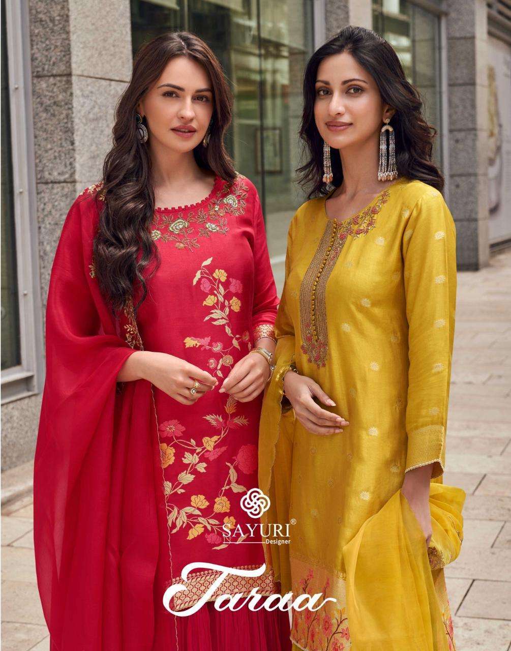TARAA BY SAYURI 5632 TO 5635 SERIES VISCOSE SILK JACQUARD WORK READYMADE DRESSES