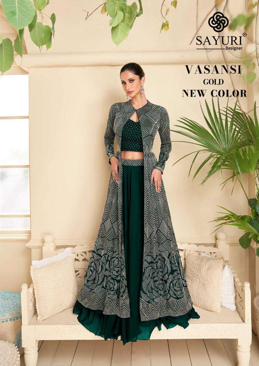 VASANSI GOLD NEW COLOUR BY SAYURI 5288-E TO 5288-H SERIES GEORGETTE WORK READYMADE DRESSES