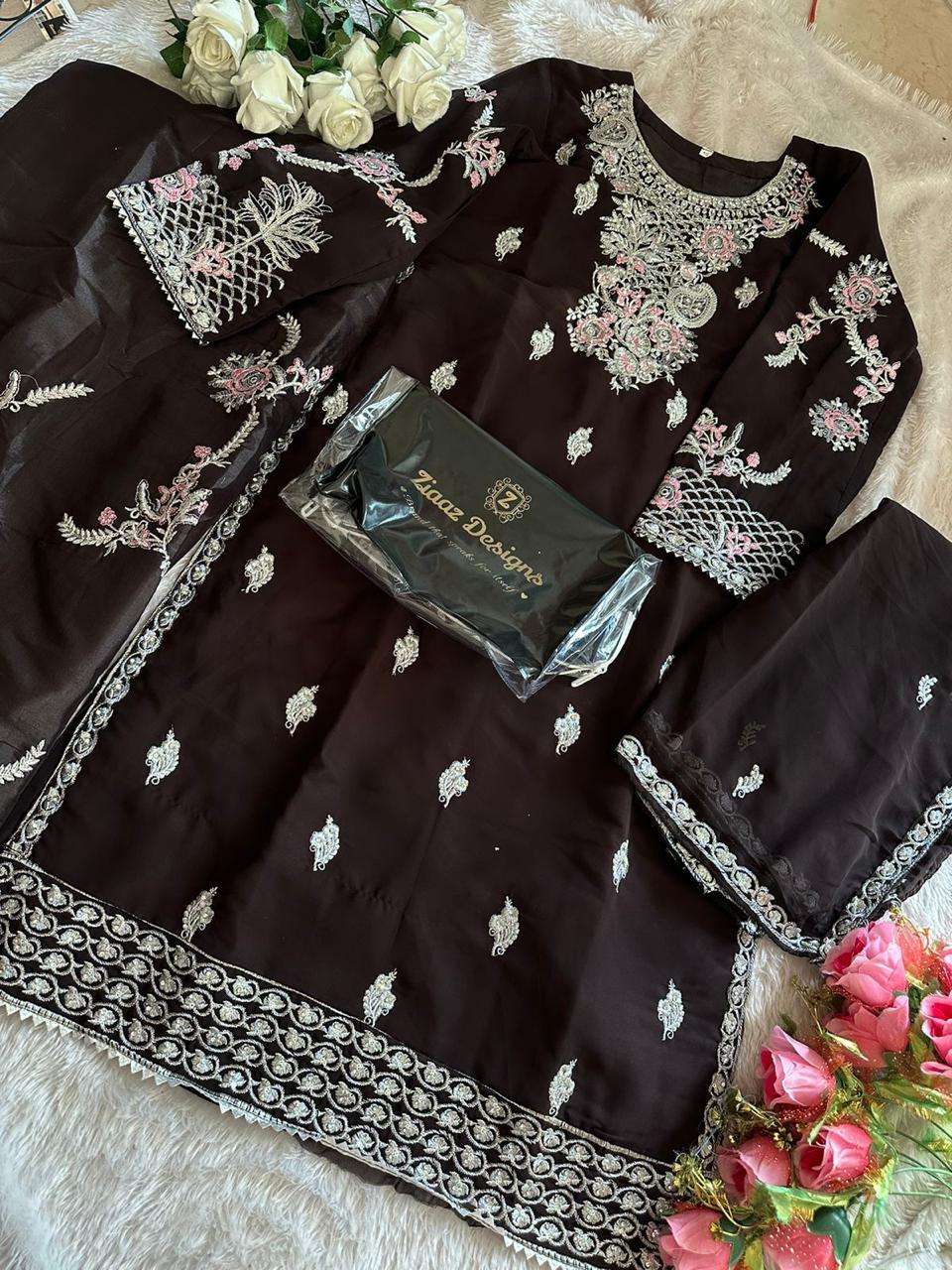 Z-497 HIT DESIGN BY ZIAAZ DESIGNS GEORGETTE HEAVY EMBROIDERY PAKISTANI DRESS
