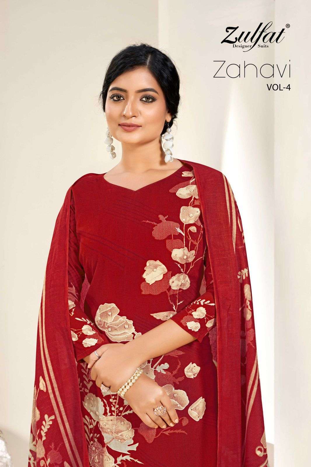 ZAHAVI VOL-4 BY ZULFAT 580-001 TO 580-006 SERIES VISCOSE RAYON PRINT WORK DRESSES