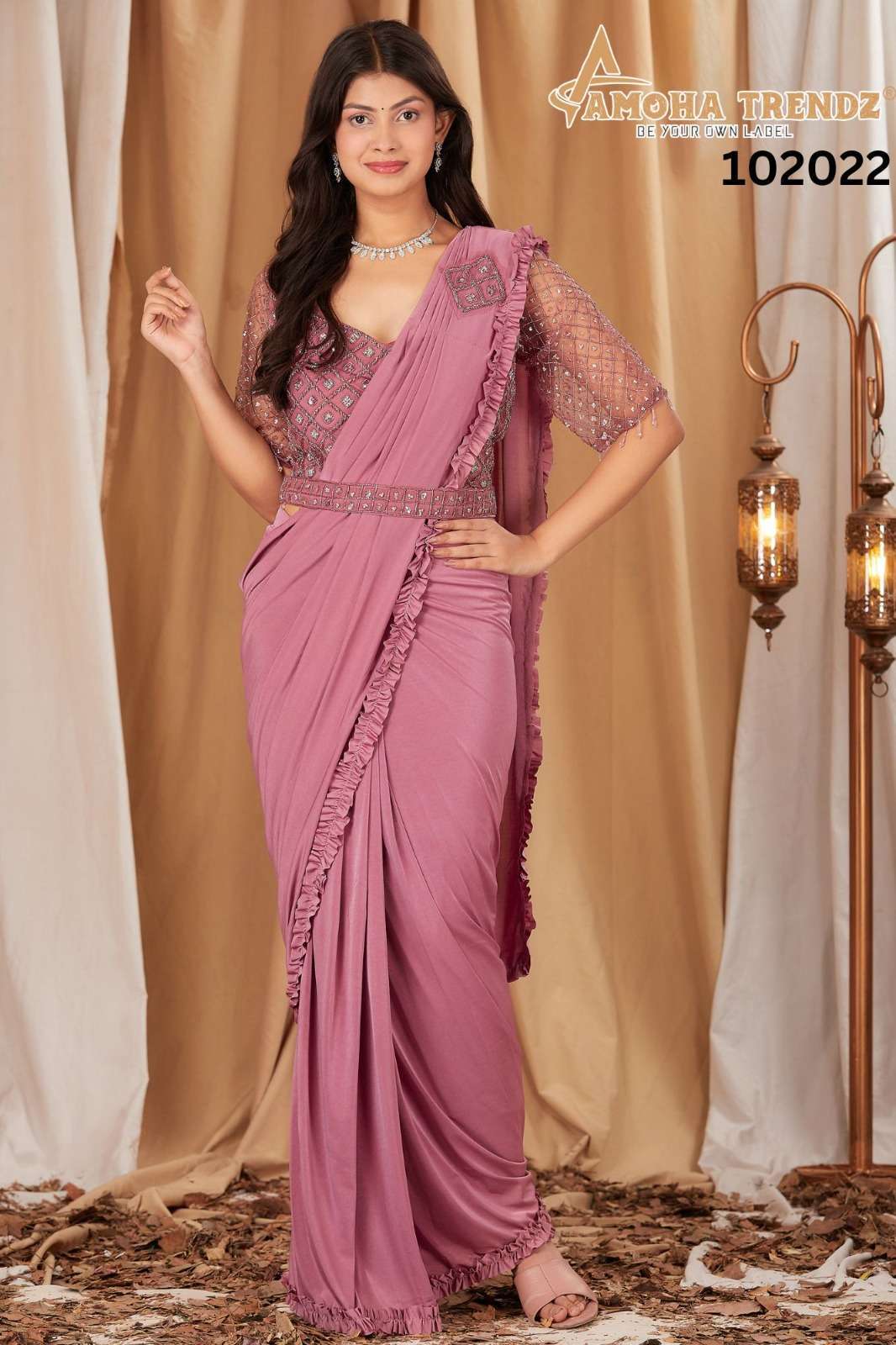 A-102022 HITS BY AMOHA IMPORTED FABRIC HANDWORK READYMADE SAREES