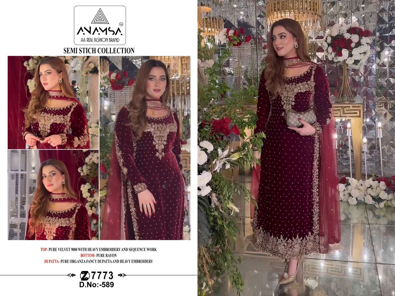 ANAMSA 589 HIT DESIGN BY ANAMSA VELVET EMBROIDERY WORK PAKISTANI DRESS