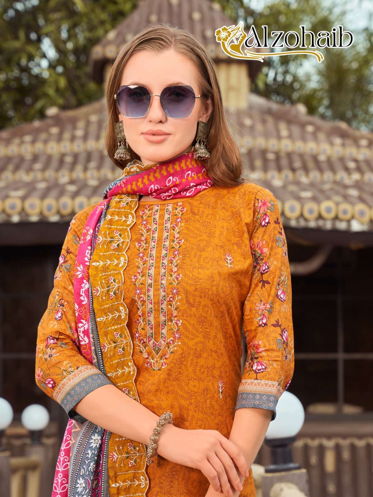 AZ-1086 TO AZ-1089 SERIES BY ALZOHAIB COTTON PRINT WORK PAKISTANI DRESSES