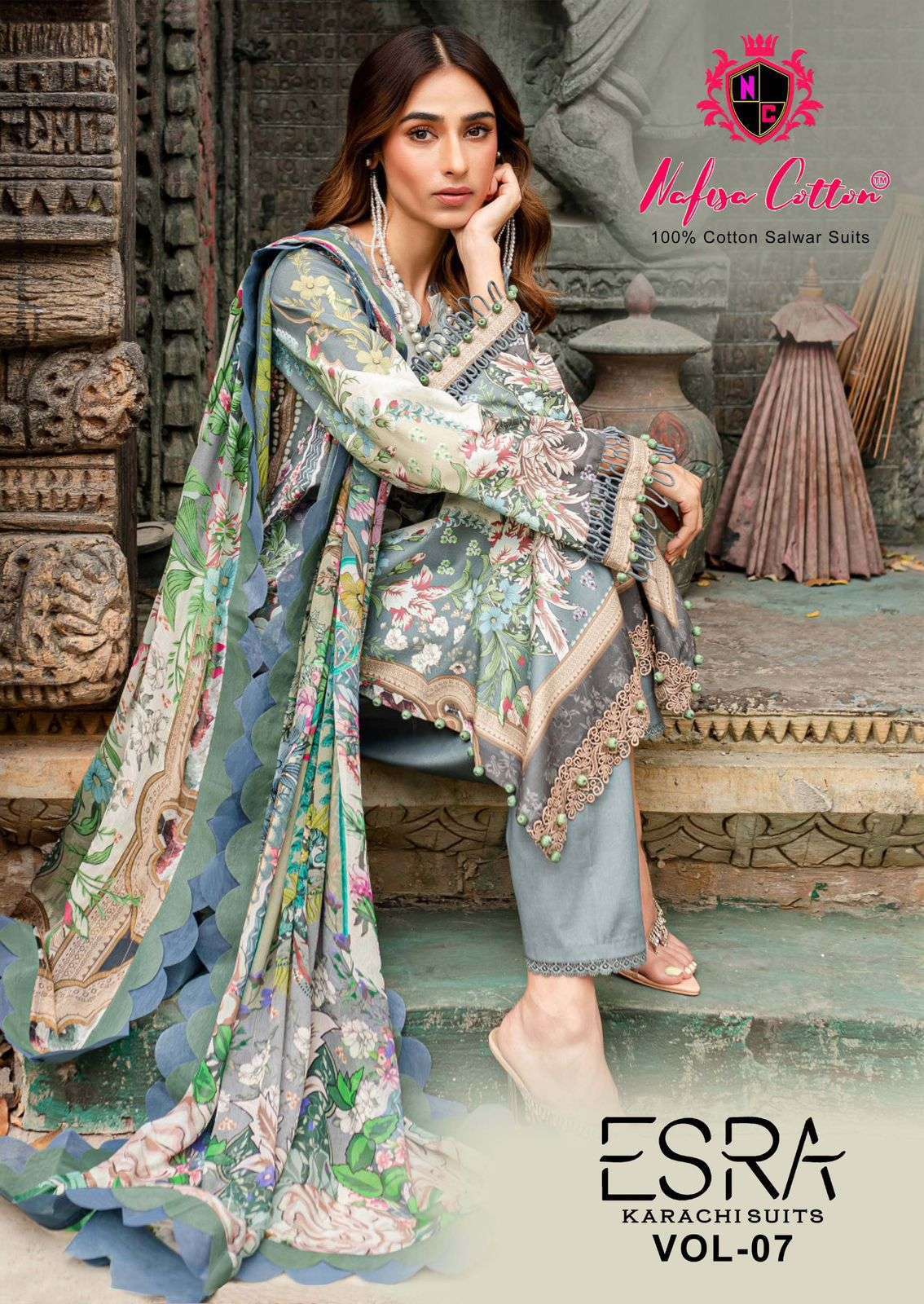 ESRA VOL-7 BY NAFISA COTTON 7001 TO 7006 SERIES SOFT COTTON PRINT PAKISTANI DRESSES