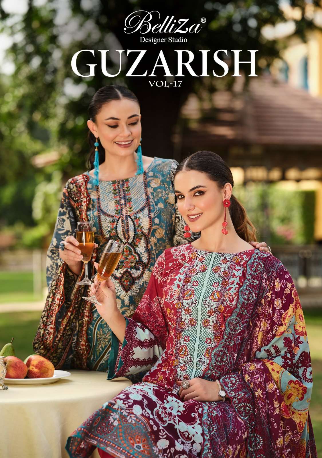 GUZARISH VOL-17 BY BELLIZA 1005-001 TO 1005-008 SERIES COTTON PRINT WORK DRESSES