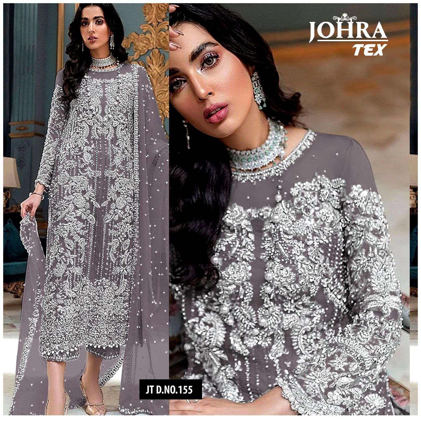 JT-155 HIT DESIGN BY JOHRA TEX BUTTERFLY NET EMBROIDERY WORK PAKISTANI DRESS
