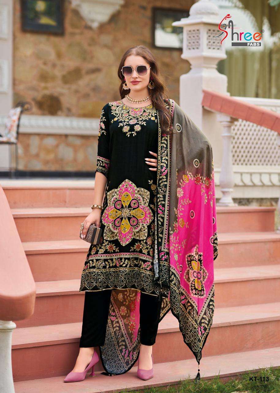 KT-113 HITS BY SHREE FABS 113-A & 113-B SERIES MUSLIN PRINT WORK READYMADE DRESSES
