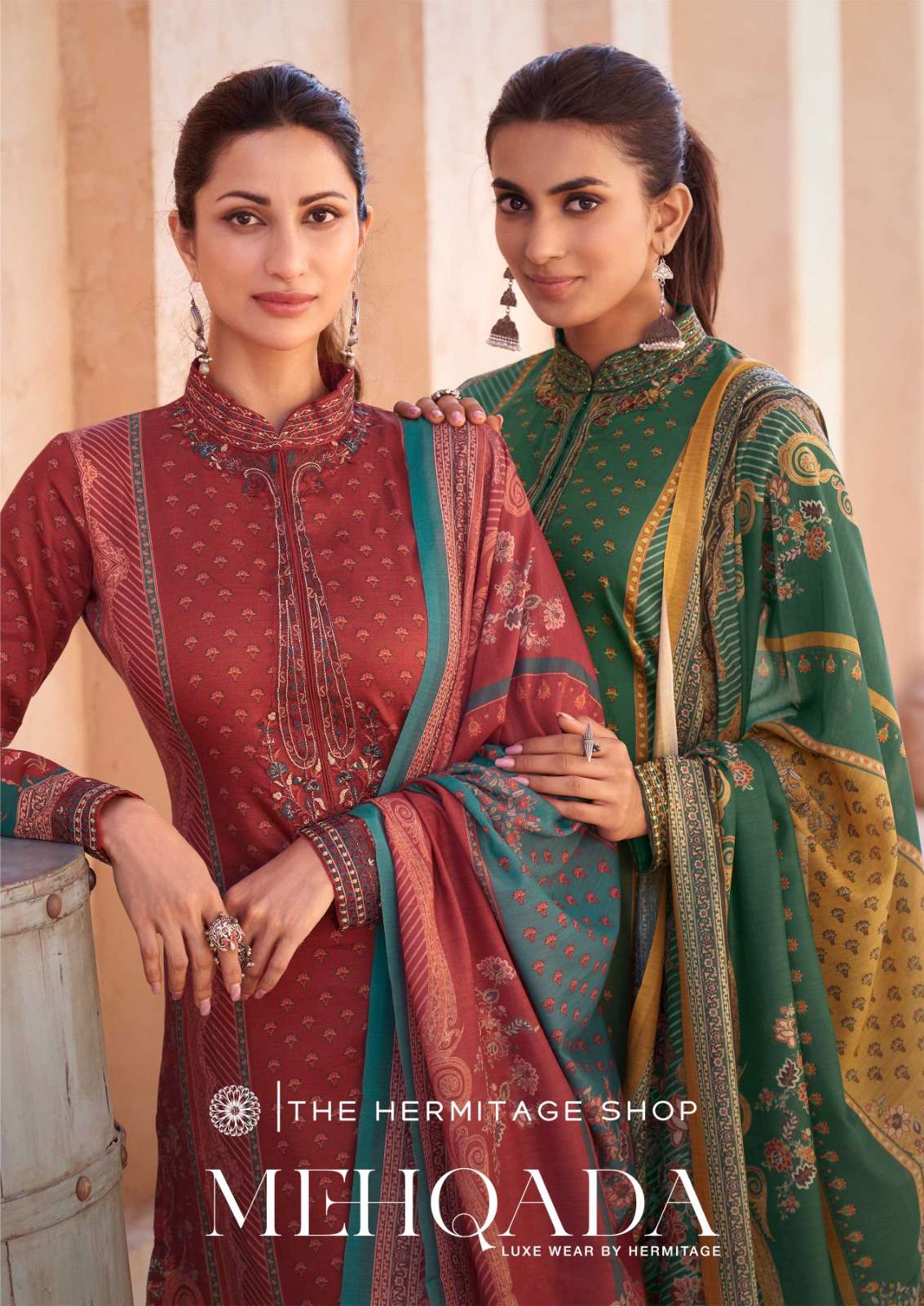 MEHQADA BY THE HERMITAGE SHOP 9001 TO 9006 SERIES PURE LAWN PRINT WORK DRESSES